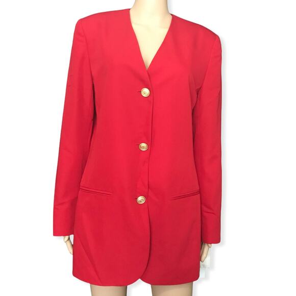 NEW Liz Claiborne Collection Vintage Red Smooth Sailing 3 Button Blazer 10 - Picture 1 of 9